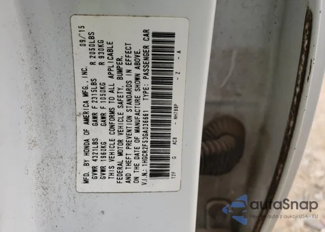 2016 Honda Accord Sport from USA, damaged, VIN 1HGCR2F53GA036661